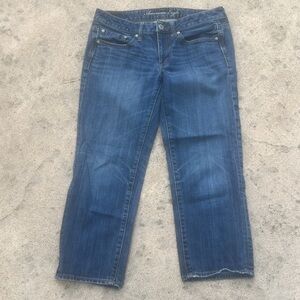 American Eagle Boy Fit Ankle Crop Blue Denim Jeans Women's Size 6